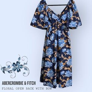 NWT A&F Floral Bow Back Cutout Dress with Pockets Sz Small